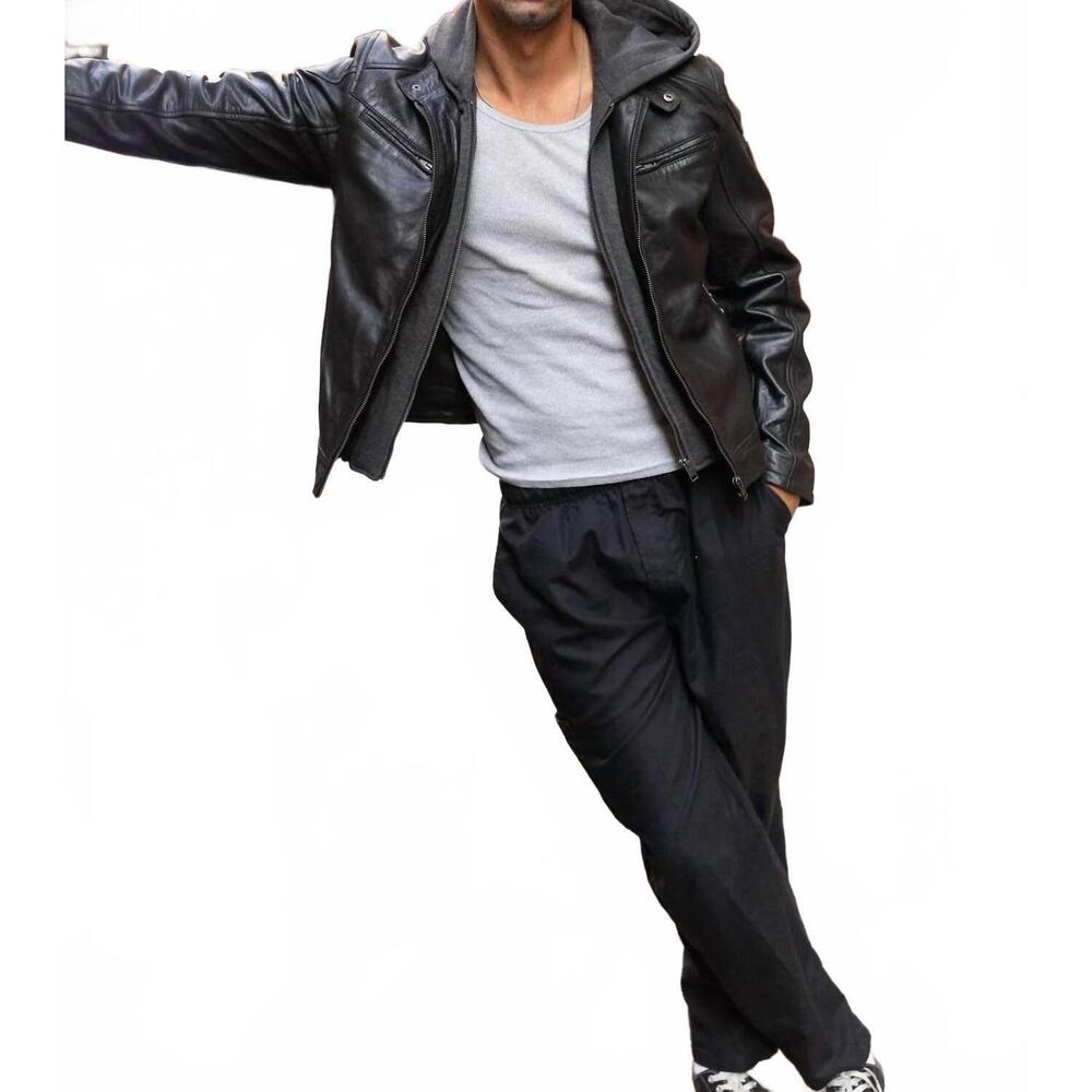NEW MAURITIUS biko uf leather jacket in black